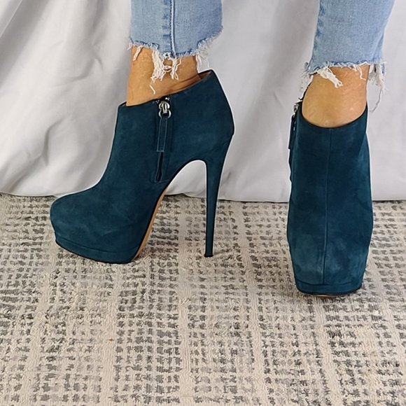 Giuseppe Zanotti Suede Boots Blue/Green sz 37.5EU - Picture 2 of 6